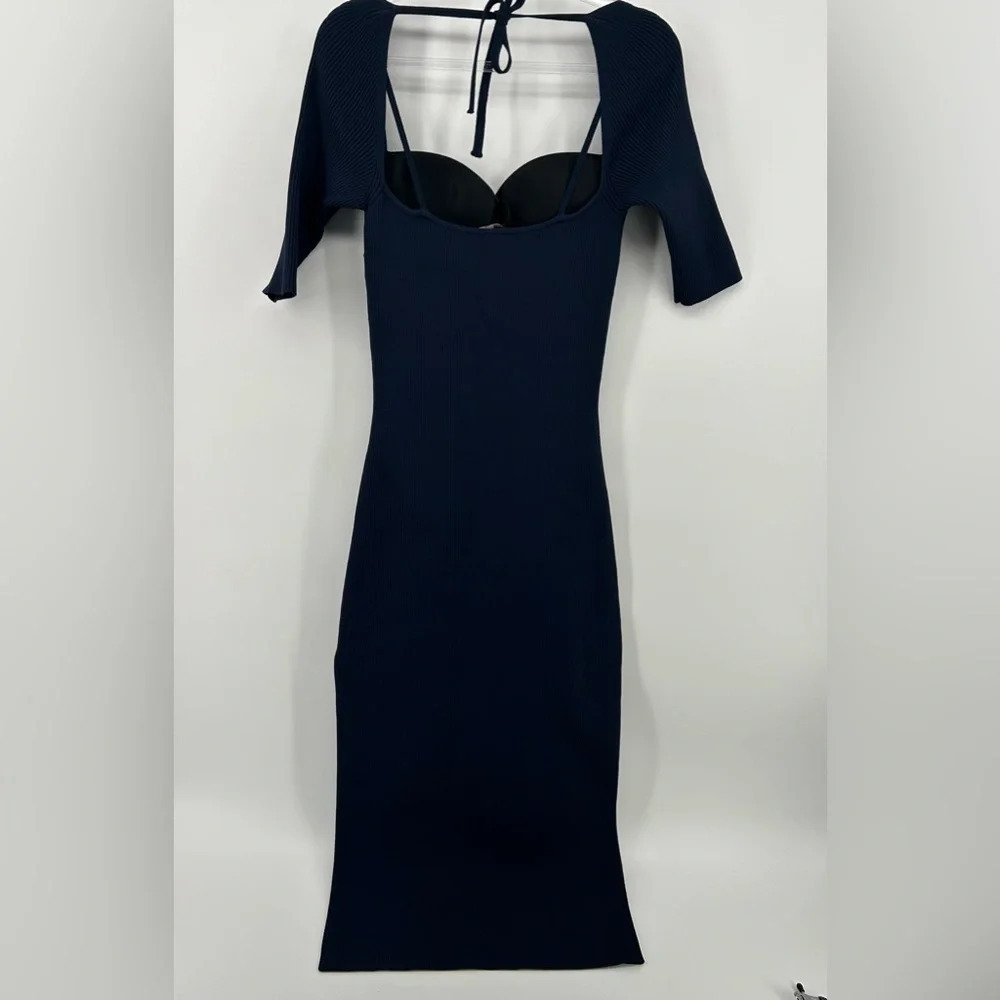 $1595 Nwt Altuzarra Women's Blue Mareen Knit Fitted Dress 3/4 Sleeve Size M - Picture 10 of 16